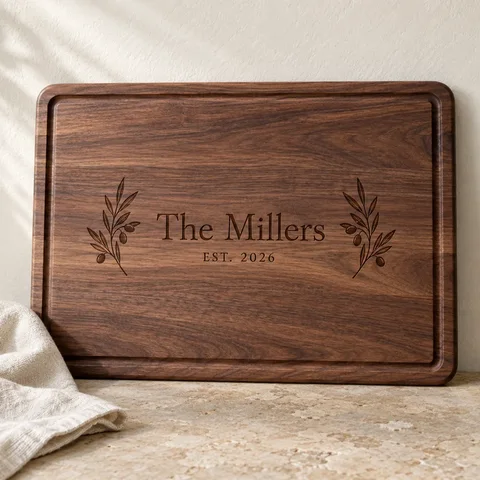AI-generated design concept: Family-name serving board