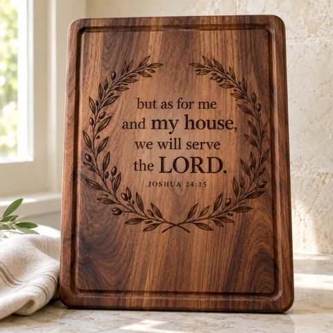 AI-generated design concept: As for me and my house · walnut