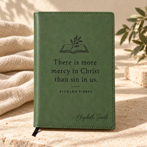 AI-generated design concept: Sibbes · mercy in Christ journal
