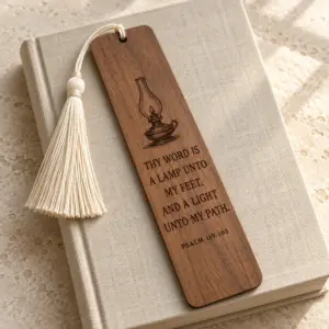 A lamp unto my feet · walnut bookmark