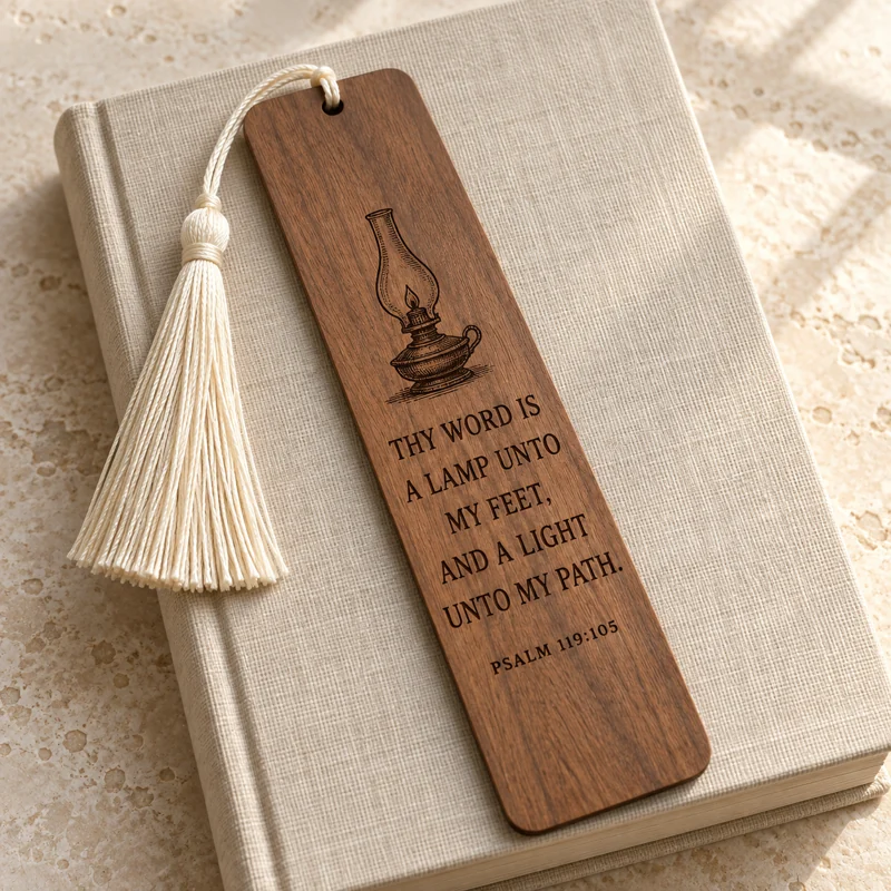 A lamp unto my feet · walnut bookmark