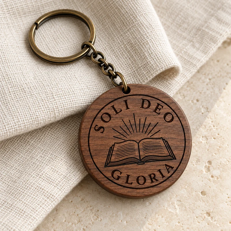 Soli Deo Gloria · walnut keychain