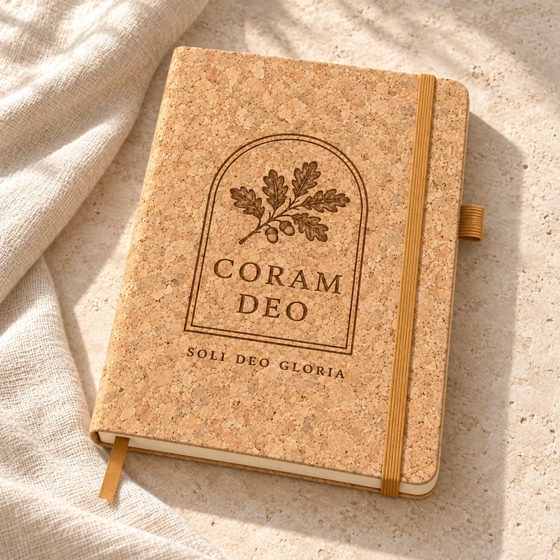 Coram Deo · cork notebook