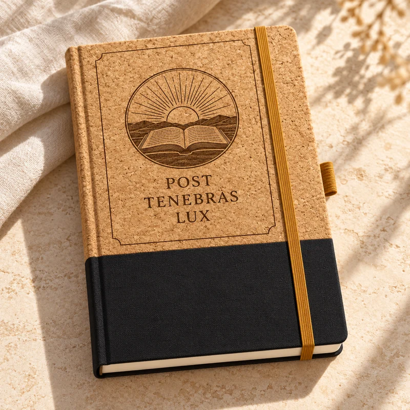 Post Tenebras Lux · two-tone notebook