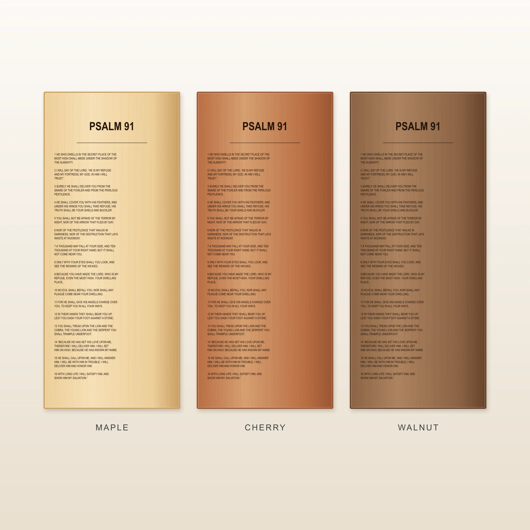 Psalm 91 · NKJV · Maple, Cherry and Walnut, full-board comparison